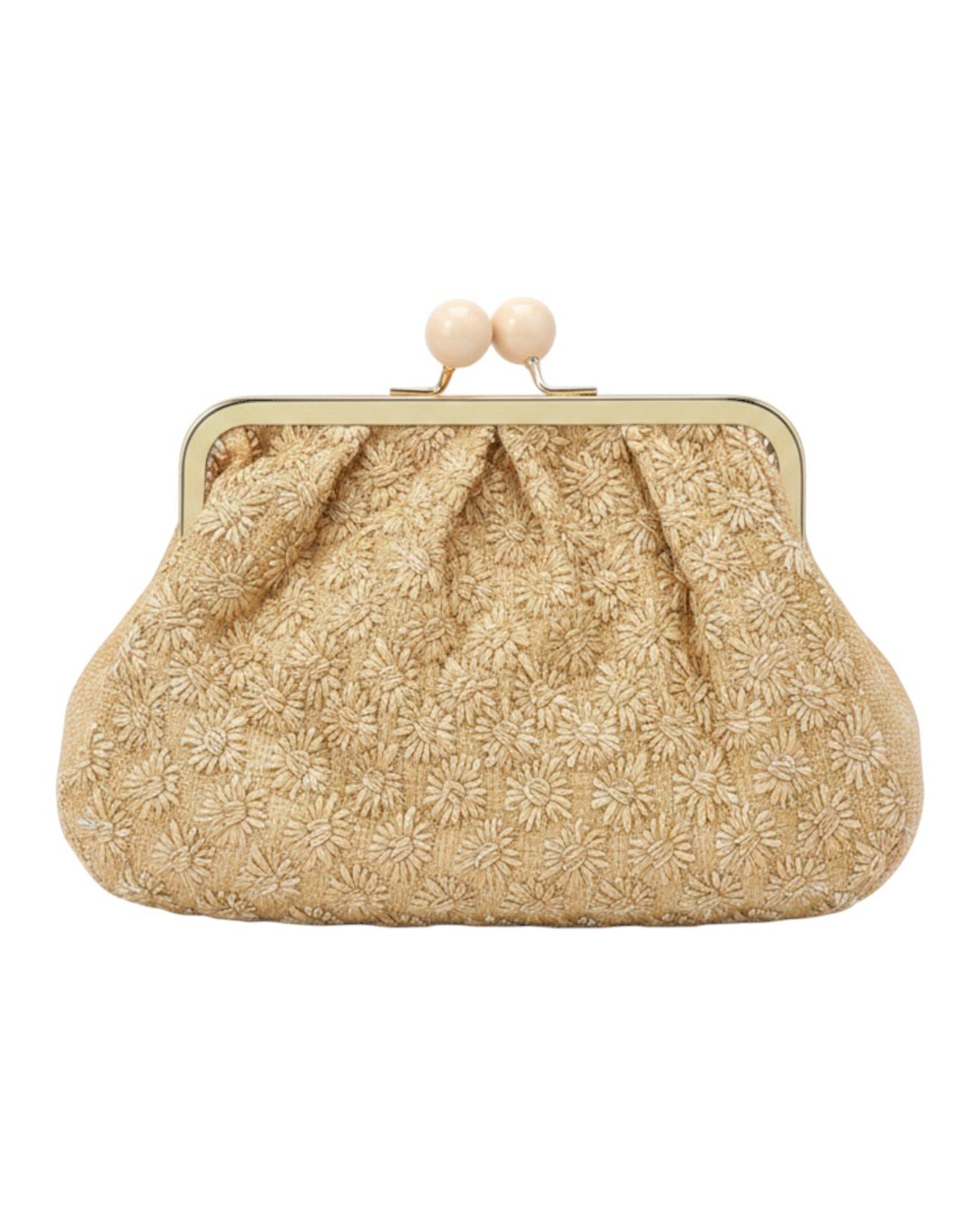Clutch Τσαντάκι με Ανάγλυφο Φλοράλ Σχέδιο – Μπεζ - PELAcollection
