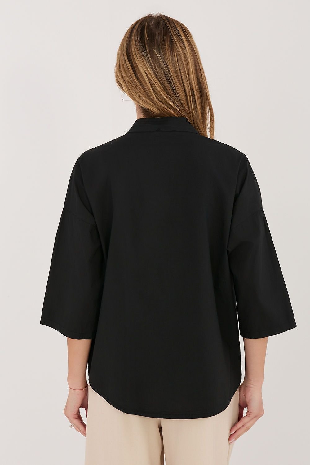 Γυναικείο Πουκάμισο Oversized με Μάο Γιακά – Μαύρο - PELAcollection