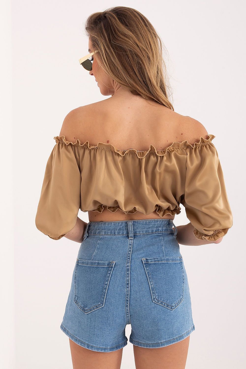 Γυναικείο Denim Σορτς Ψηλόμεσο με Διακοσμητικές Τσέπες – Ανοιχτό Μπλε - PELAcollection